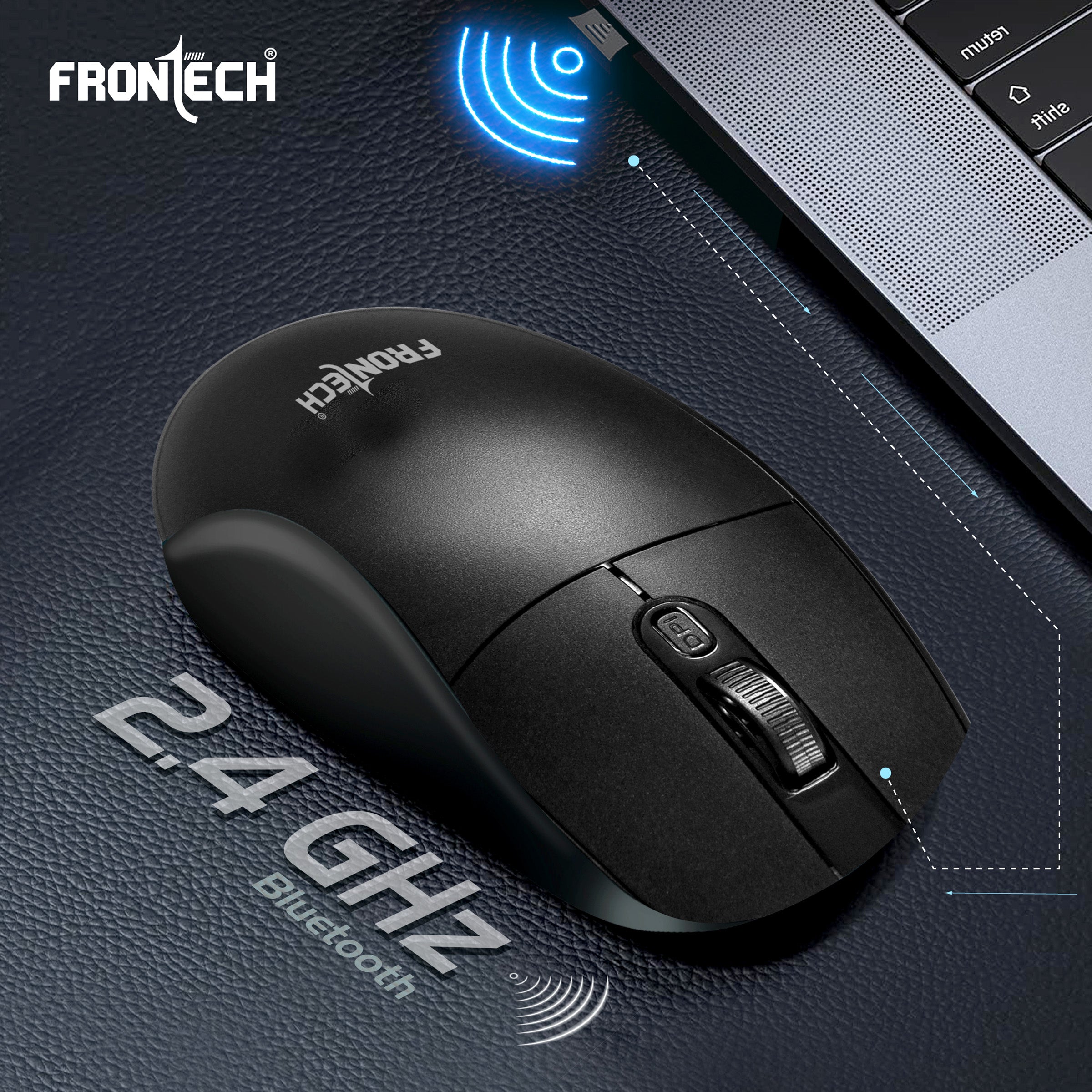 Frontech Wireless Optical Mouse | 2.4GHz | 1600DPI | USB Nano Receiver | Ergonomic Design | Black (MS-0056) Frontech Wireless Optical Mouse | 2.4GHz | 1600DPI | USB Nano Receiver | Ergonomic Design | Black (MS-0056)